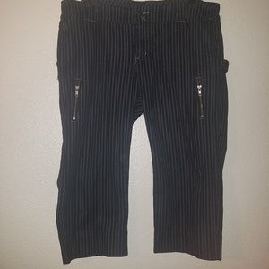 Relaxed fit pin stripe zippered shorts